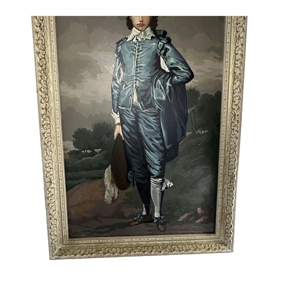 Vintage Paint by Number -The Blue Boy 31” x 21” White & Gold Frame Reproduction - Picture 4 of 12